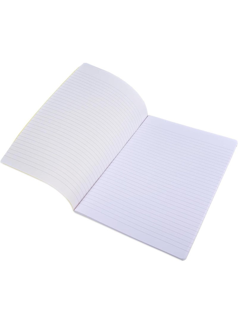 FIS® Notebook, Soft Cover PP Materials, Size A4(210x297mm), Single Line Ruling, 80 Sheets, 160 Pages, 2 Round Edges, Packet of 5 Pieces, Neon Yellow Color-FSNBA4SLPPNYL - Image 4